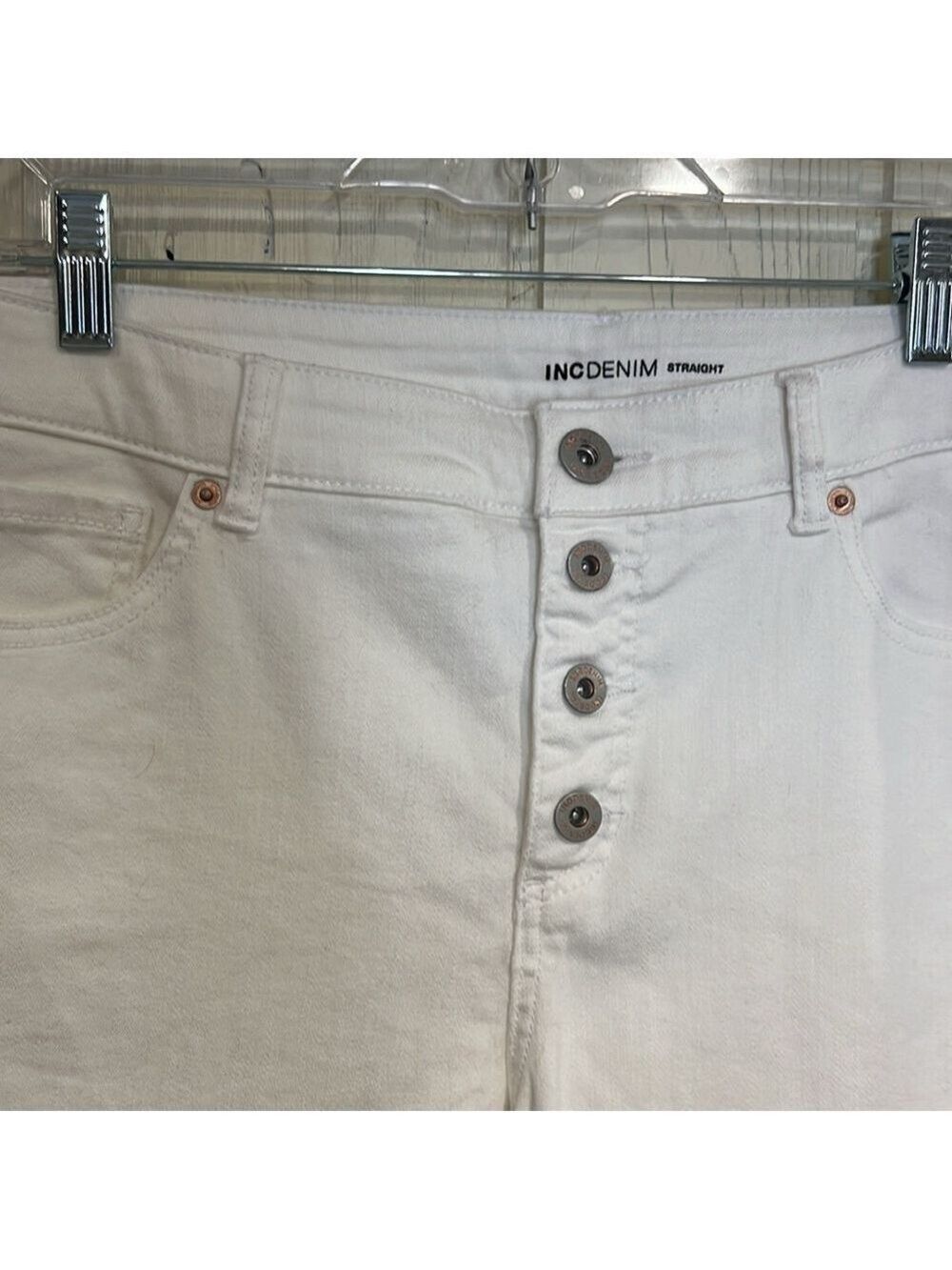 INC Denim Straight Leg Fringe Jeans Size 16 - Picture 3 of 14